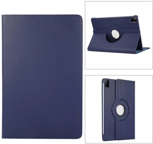 Για Lenovo Tab M11 / Xiaoxin Pad 11 2024 360 μοίρες περιστροφή Litchi Υφή δερμάτινη θήκη tablet (Σκούρο Μπλε)