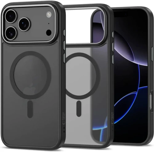 Θήκη iPhone 17 Pro Max Tech-Protect TP CamEdge Σκληρή Ημιδιάφανη με MagSafe & Μεταλλικό Πλαίσιο Κάμερας - Matte Black / Gunmetal (5906302332991)