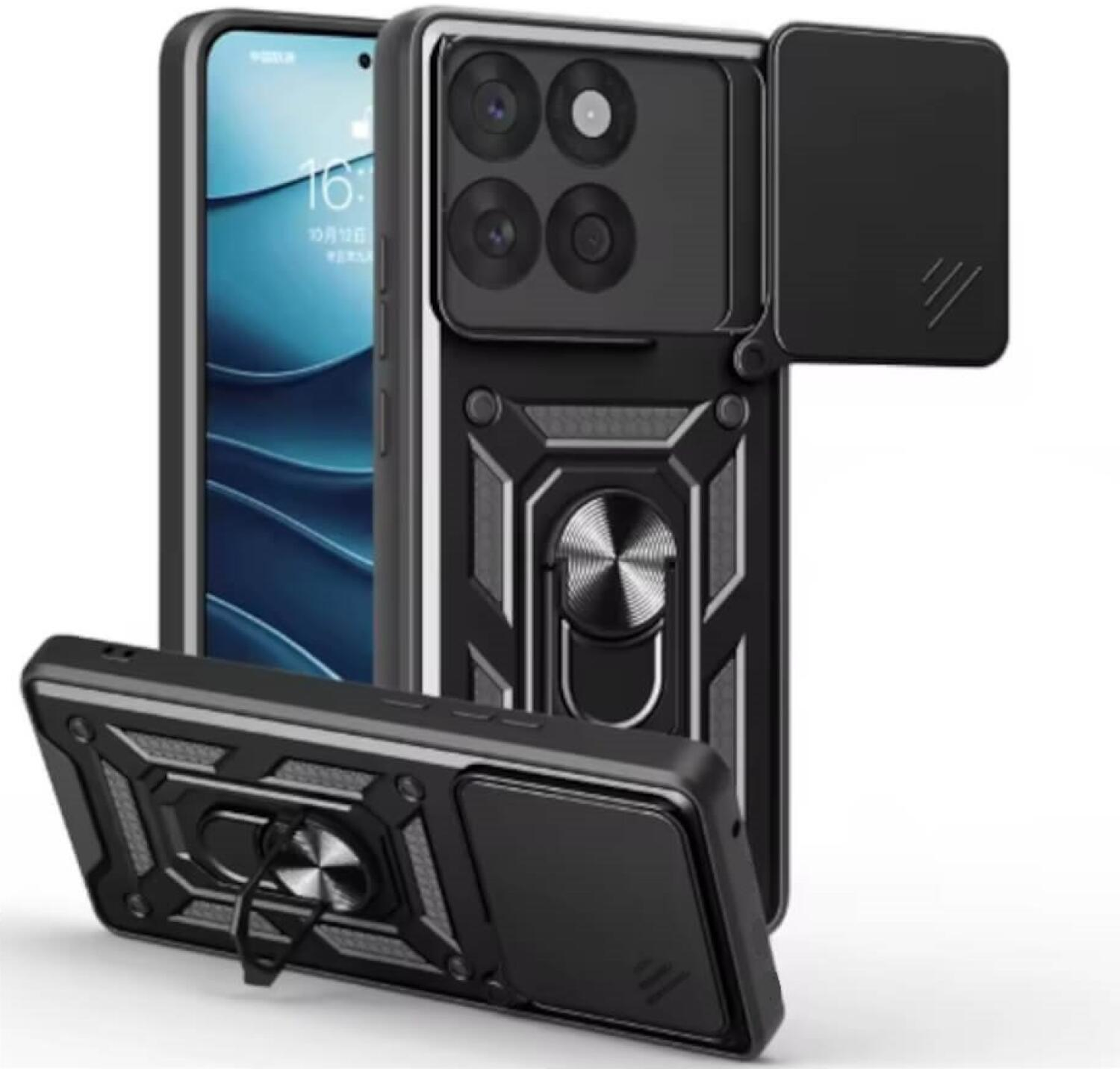 Θήκη Motorola Edge 60 Pro Bodycell Armor Slide Ανθεκτική με Κάλυμμα για την Κάμερα & Μεταλλικό Ring Holder - Black (5206015084805)