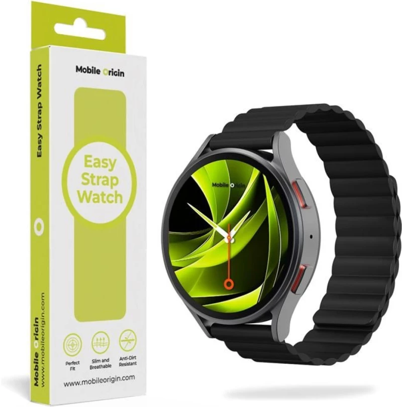 Λουράκι Smartwatch 22mm Mobile Origin Easy Strap Magnetic Universal Μαγνητικό Σιλικόνης - Black (MO-ESM22-BLK)