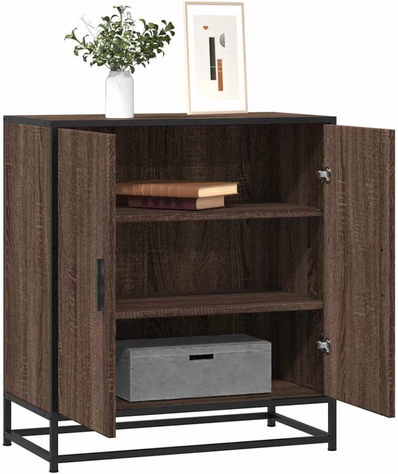 vidaXL Sideboard καφέ δρυς 68x35x76 cm Κατασκευασμένο ξύλο και μέταλλο