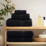 vidaXL Πετσέτα Επισκεπτών SOLUND 25 pcs Μαύρο 100 x 200 cm 550 gsm