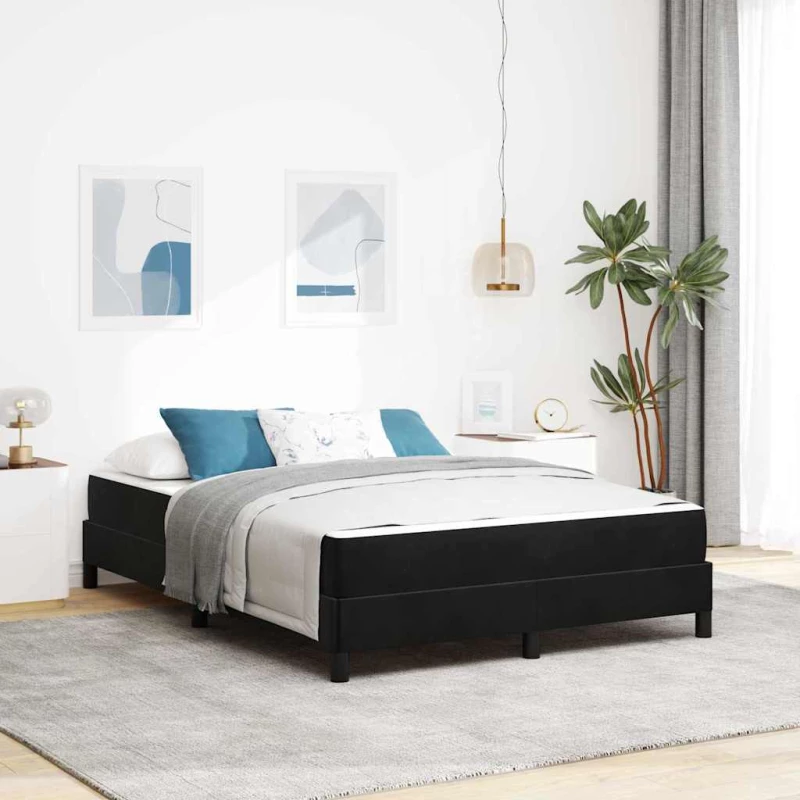 vidaXL Κρεβάτι με ελατήρια με στρώμα Μαύρο 160 x 210 cm ύφασμα