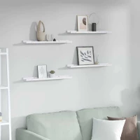 vidaXL Ράφι Τοίχου με ράφι Επιτοίχιο 4 pcs Λευκό Μάρμαρο 60 x 9 x 3 cm