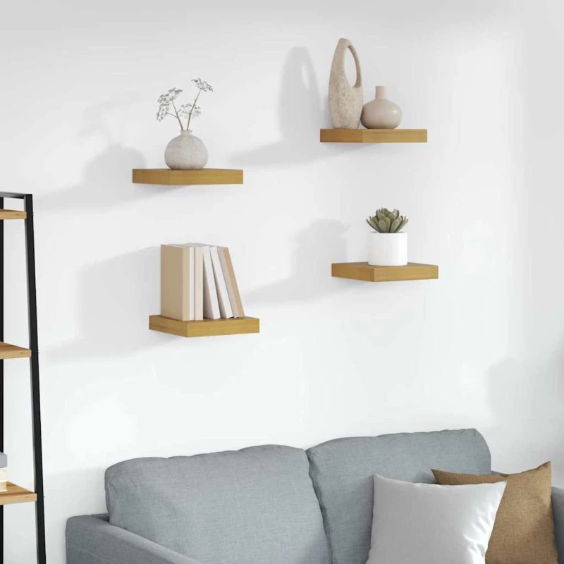 vidaXL Ράφι Τοίχου 4 pcs Μπεζ 23 x 23,5 x 4 εκ Επεξεργασμένο ξύλο