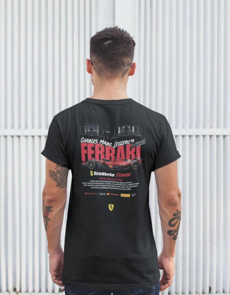 Leclerc x Ferrari T-Shirt - BLACK