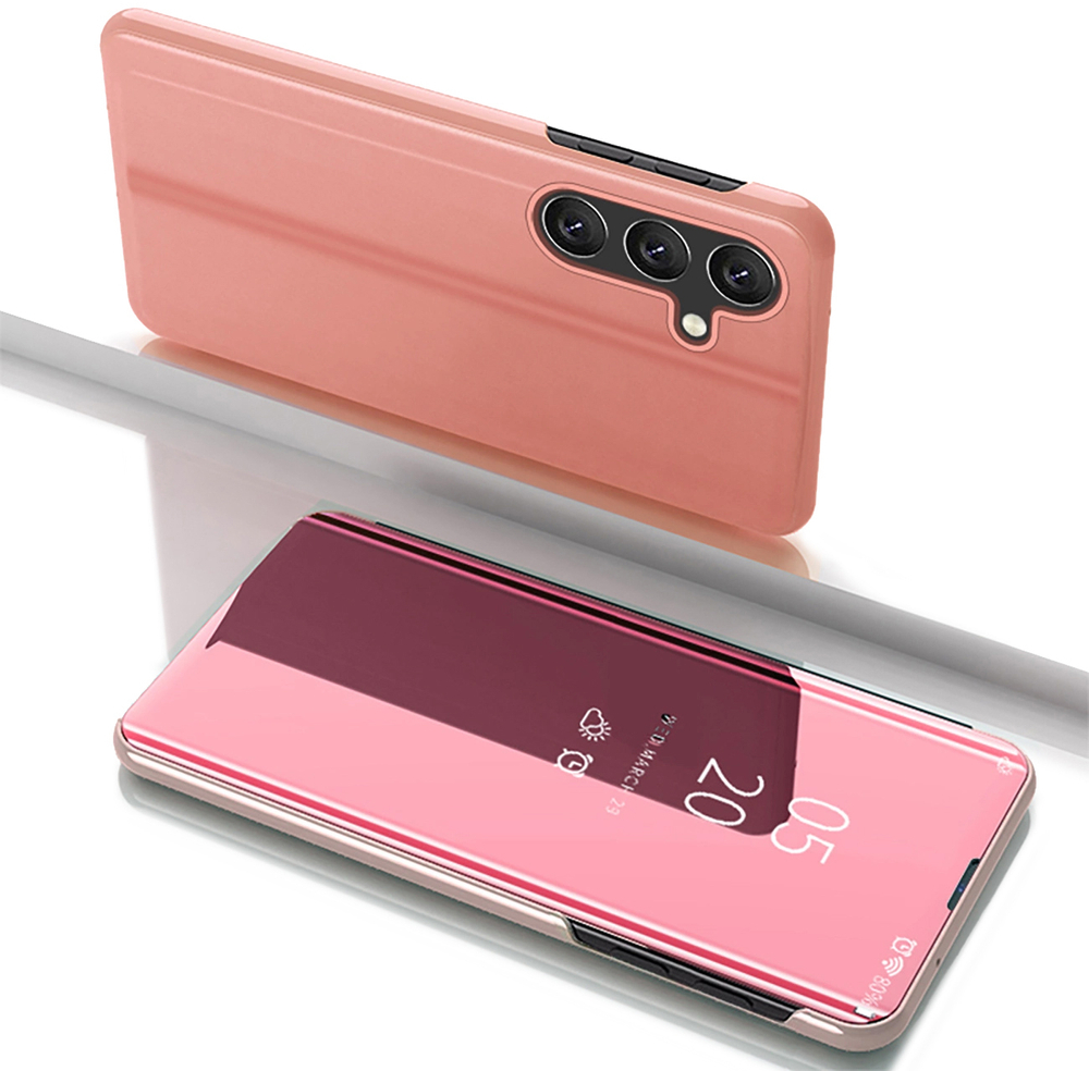Clear View Case for Samsung Galaxy S25+ Cover with Flip - Pink