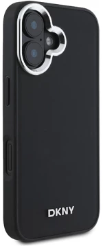 DKNY Plain Silver Logo MagSafe iPhone 16 Case - Black