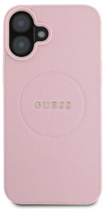 Guess Grained Gold Ring MagSafe iPhone 16 Plus Case - Pink