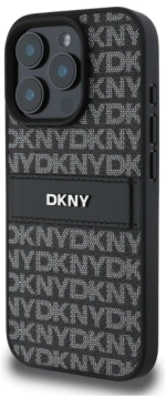 DKNY Texture Pattern Tonal Stripe iPhone 16 Pro Case - Black