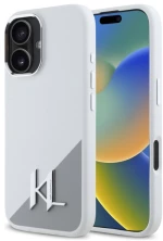 Karl Lagerfeld Silicone Initial Metal Logo MagSafe iPhone 16 Case - White