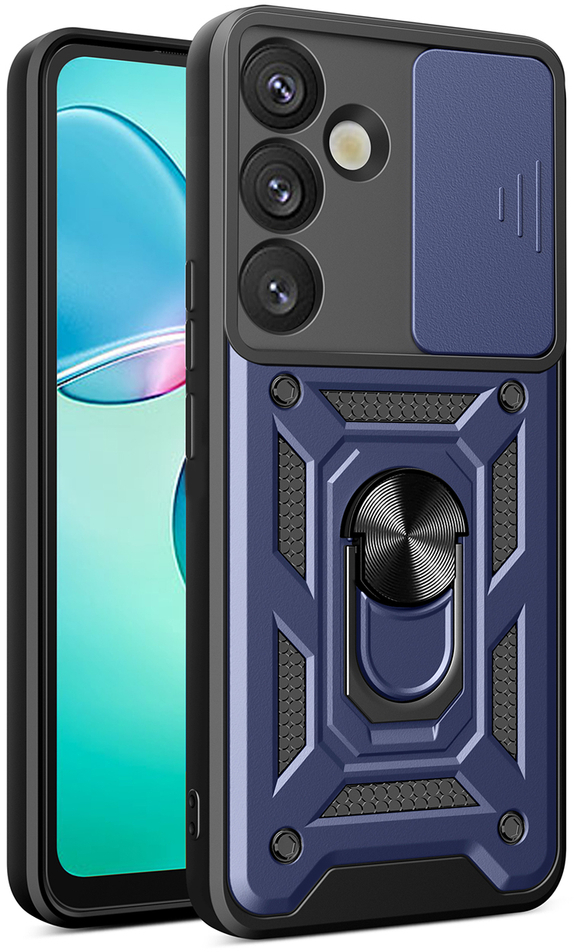 Hybrid Armor Camshield with Camera Cover and Metal Ring for Samsung Galaxy S25+ - Blue