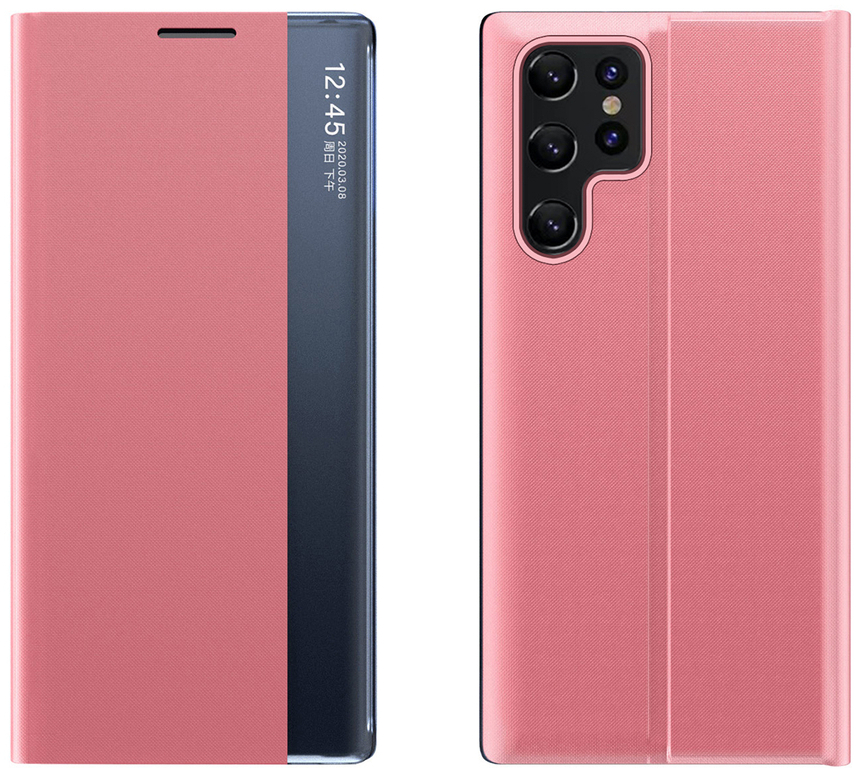 New Sleep Case for Samsung Galaxy S24 FE cover with flap and stand - pink