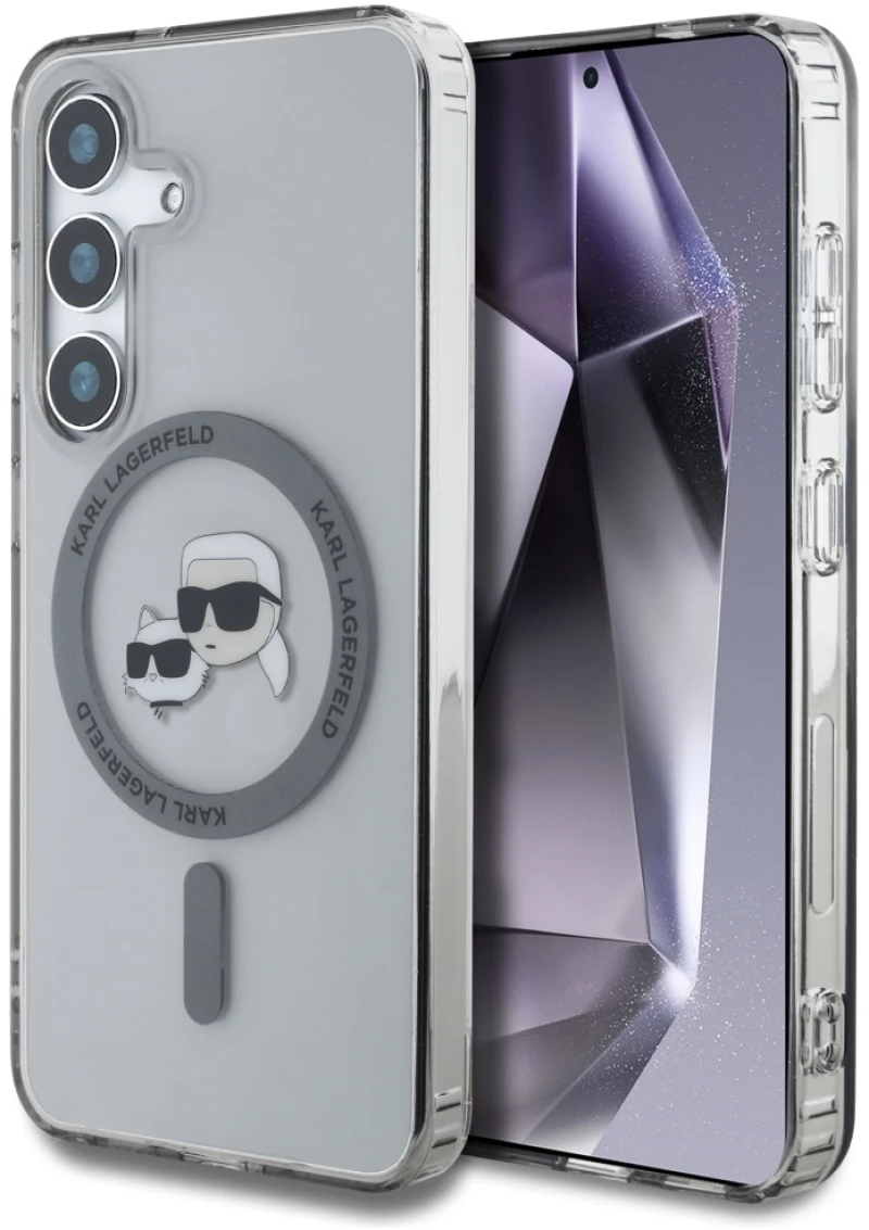 Karl Lagerfeld Button Karl & Choupette Heads Printed Logo MagSafe Samsung Galaxy S25 case black
