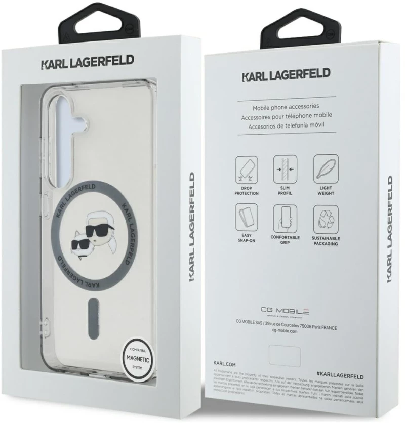 Karl Lagerfeld Button Karl & Choupette Heads Printed Logo MagSafe Samsung Galaxy S25 case black