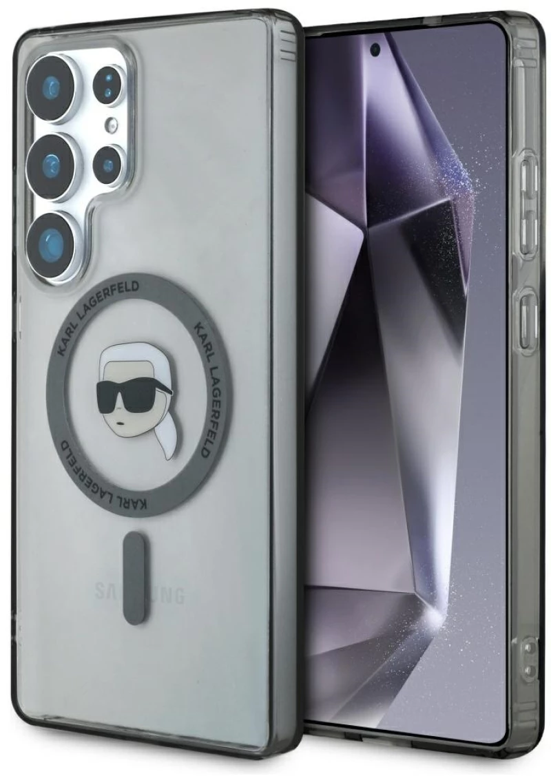 Case Karl Lagerfeld Button Karl Head Printed Logo MagSafe Samsung Galaxy S25 Ultra black