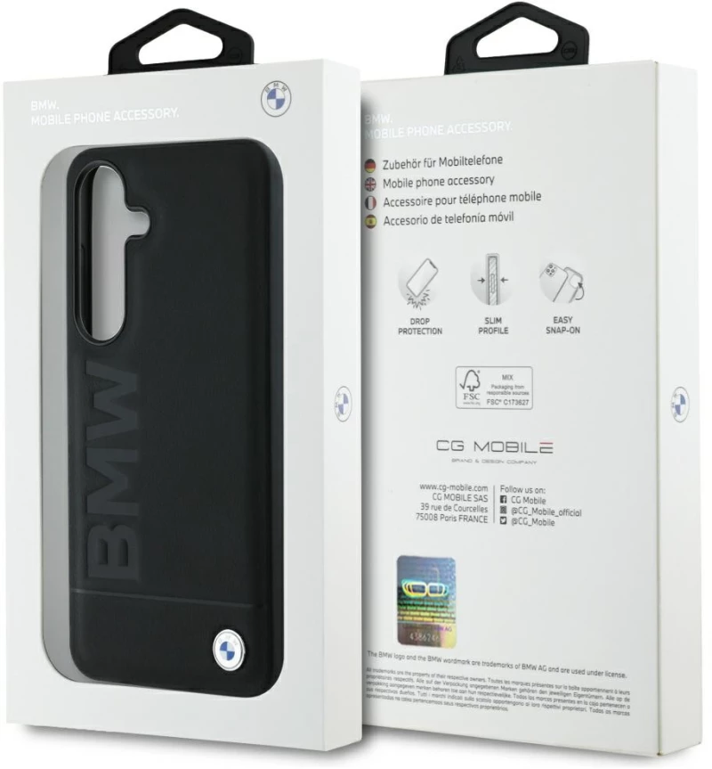 BMW Leather Big Wordmark Case for Samsung Galaxy S25 - Black