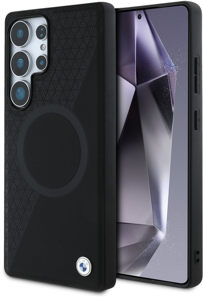 BMW Leather Half Textured MagSafe Case for Samsung Galaxy S25 Ultra - Black