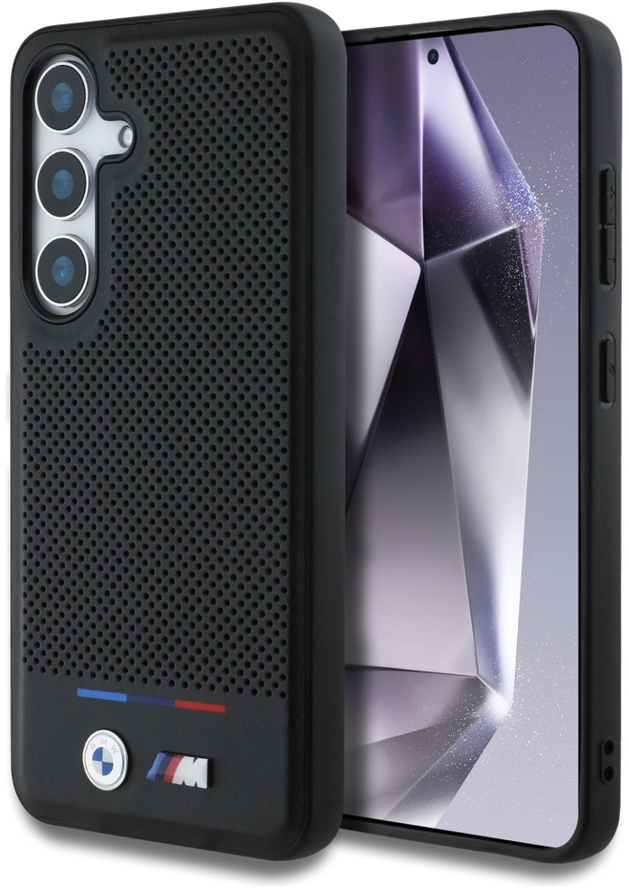 BMW Leather Tricolor Stripe MagSafe Case for Samsung Galaxy S25 - Black