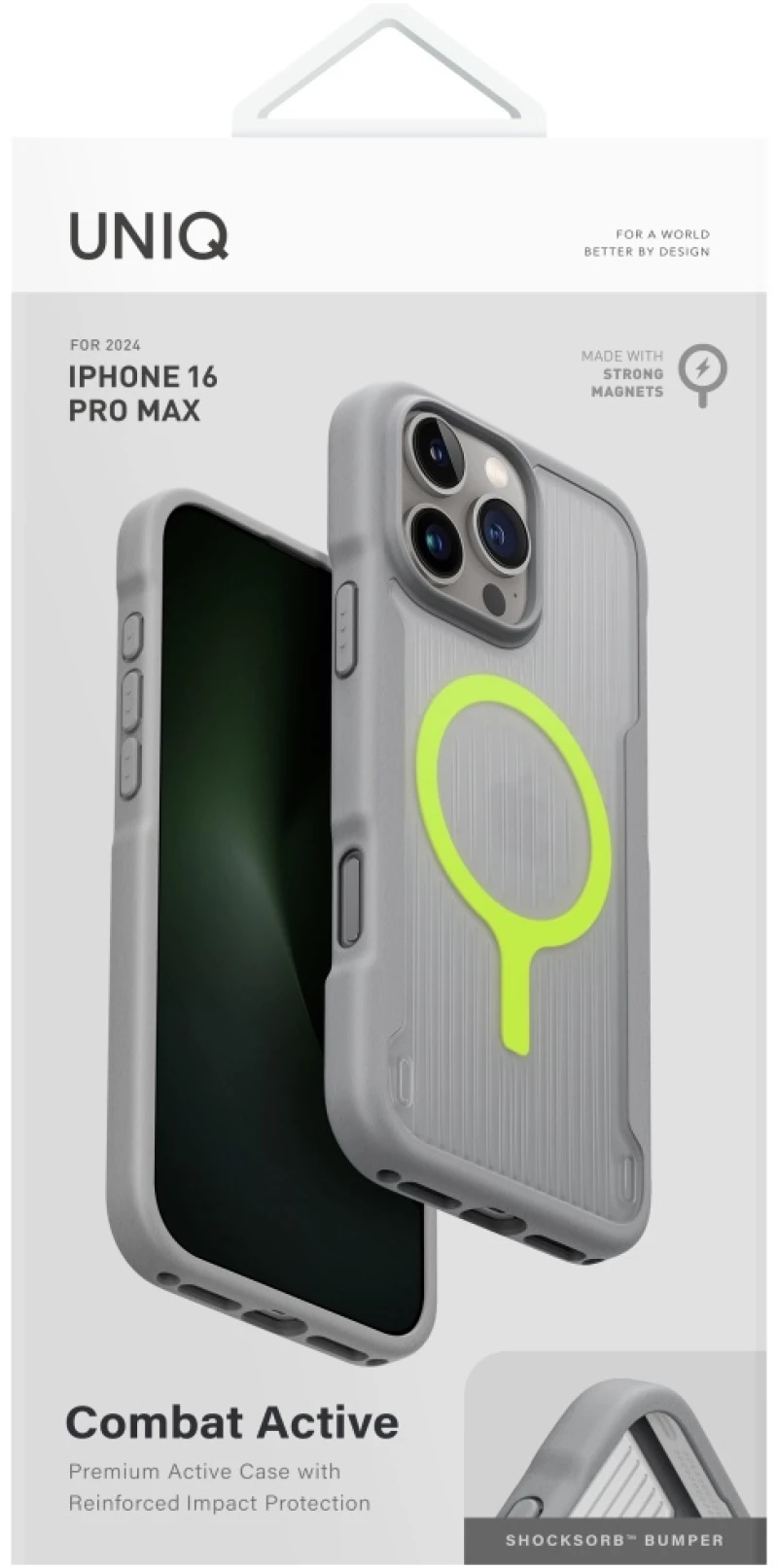Uniq Combat Active Magclick Charging Case for iPhone 16 Pro Max - Gray