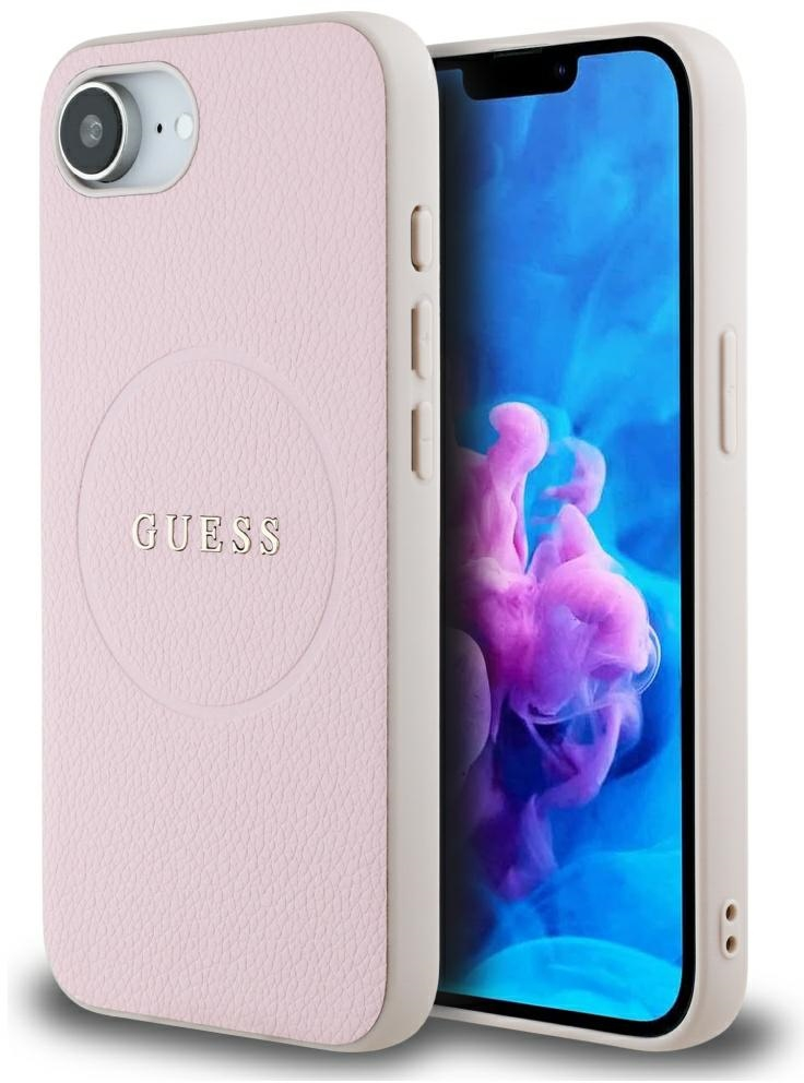 Guess Grained Ring MagSafe iPhone 16e Case - Pink
