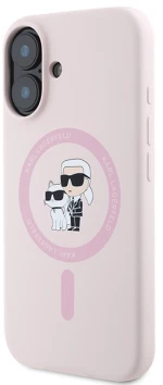 Karl Lagerfeld Silicone Karl&Choupette Heads Ring MagSafe iPhone 16 Case - Pink