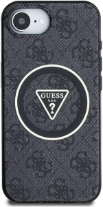 Guess IML Metal Glitter 4G Circle Triangle MagSafe Case for iPhone 16e - Black