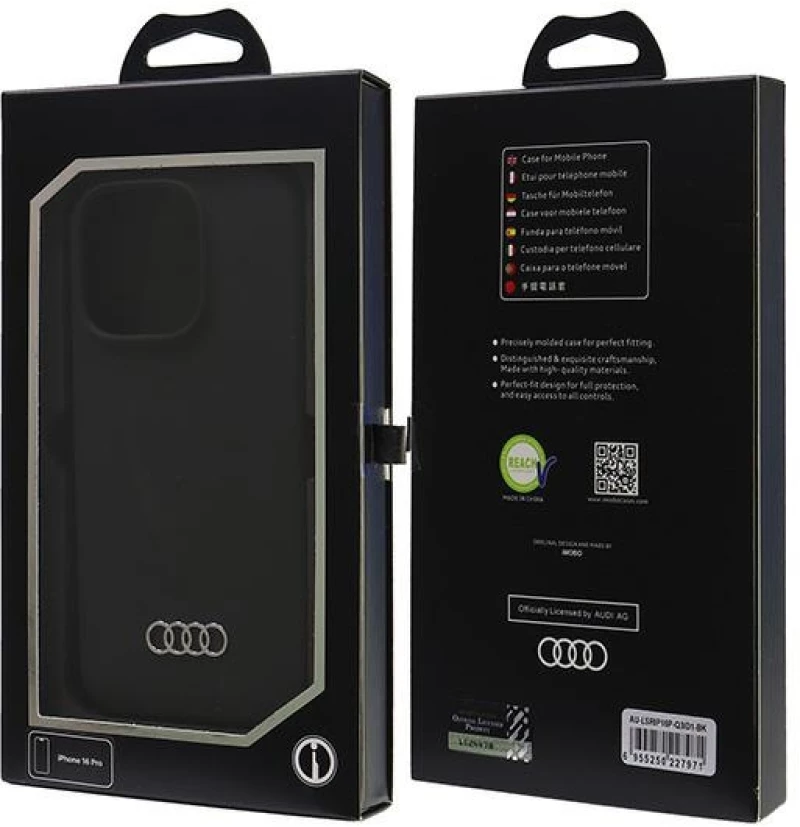 Audi Silicone Case iPhone 16 Pro 6.3" black/black hardcase AU-LSRIP16P-Q3/D1-BK