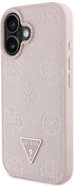 Guess Grained Hot Stamp Peony Triangle Logo MagSafe iPhone 16 Case - Pink