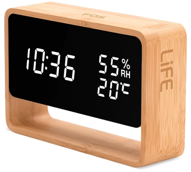 LIFE 221-0359 FOS Bamboo Επιτραπέζιο Ψηφιακό Ρολόι με Ξυπνητήρι
