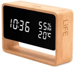LIFE 221-0359 FOS Bamboo Επιτραπέζιο Ψηφιακό Ρολόι με Ξυπνητήρι