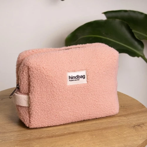 Hindbag Νεσεσέρ Leon Teddy Powder Pink | Νεσεσέρ από Faux Fur με Φερμουάρ