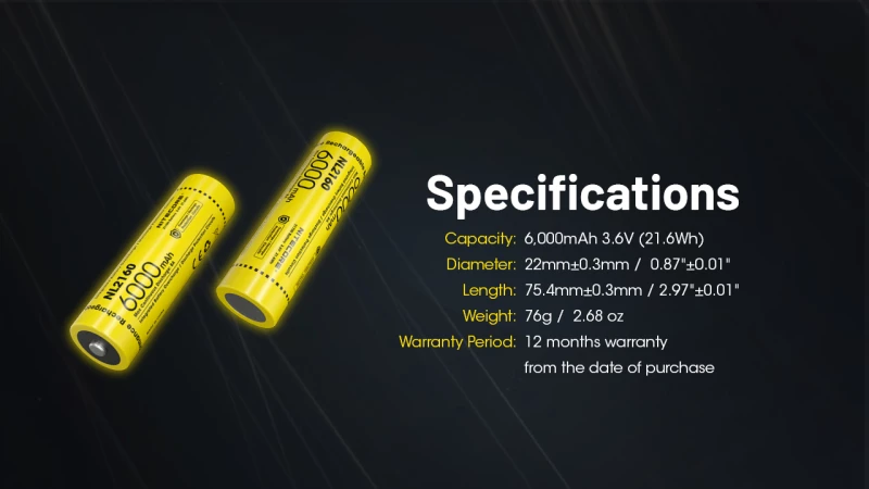 ΜΠΑΤΑΡΙΑ NITECORE 21700 / 6000mAh (τιμή τεμαχίου)