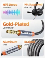 CABLETIME καλώδιο ήχου 3.5mm CT-AM35M, gold plated, 1m, μαύρο - 5210131149171