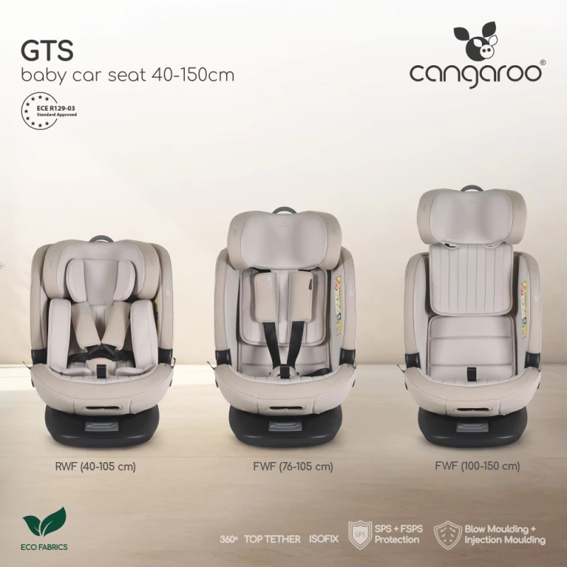 CANGAROO ΚΑΘΙΣΜΑ ΑΥΤΟΚΙΝΗΤΟΥ ISOFIX i-SIZE 40-150CM GTS CHARCOAL GREY 3801005153213