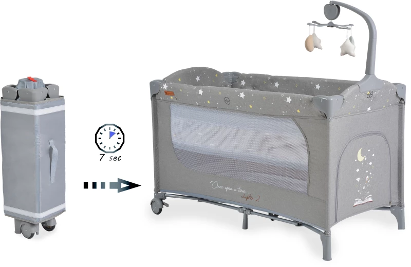 Cangaroo Παρκοκρέβατο με Παιχνίδι Once Upon A Time 2 Layers Grey 3800146248383