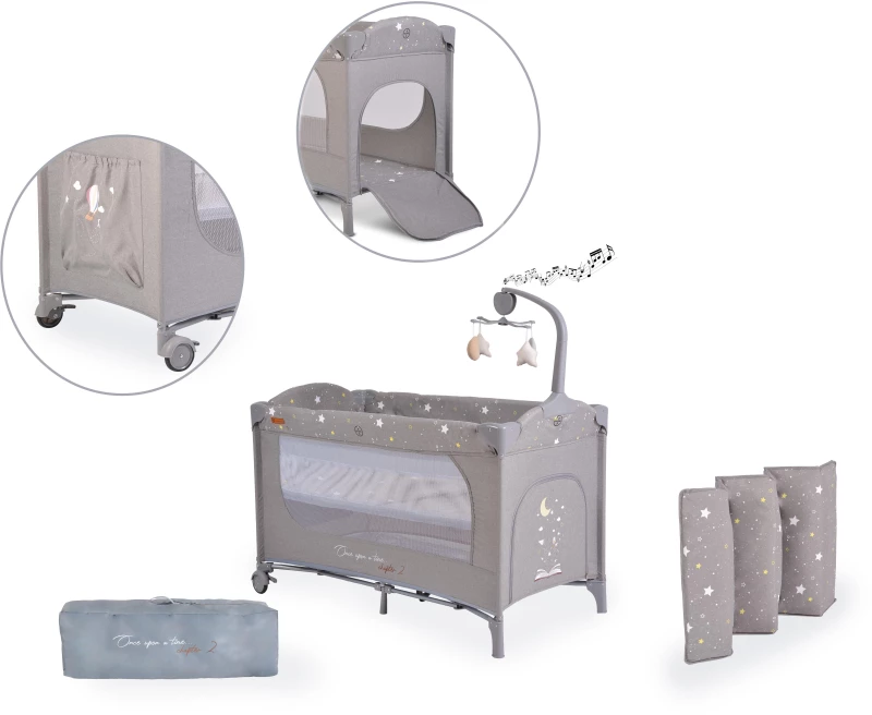 Cangaroo Παρκοκρέβατο με Παιχνίδι Once Upon A Time 2 Layers Grey 3800146248383