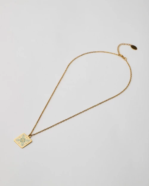 Mandala Enamel Gold Pendant Necklace