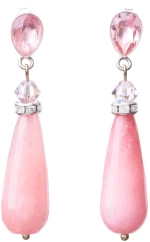 Drop Silver Earrings - Rose color - Pear stud posts - 925 sterling silver rhodium plated (recommended)