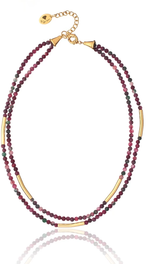 Shades of red Double Agate Necklace - lobster-925-silver-clasp-recommended
