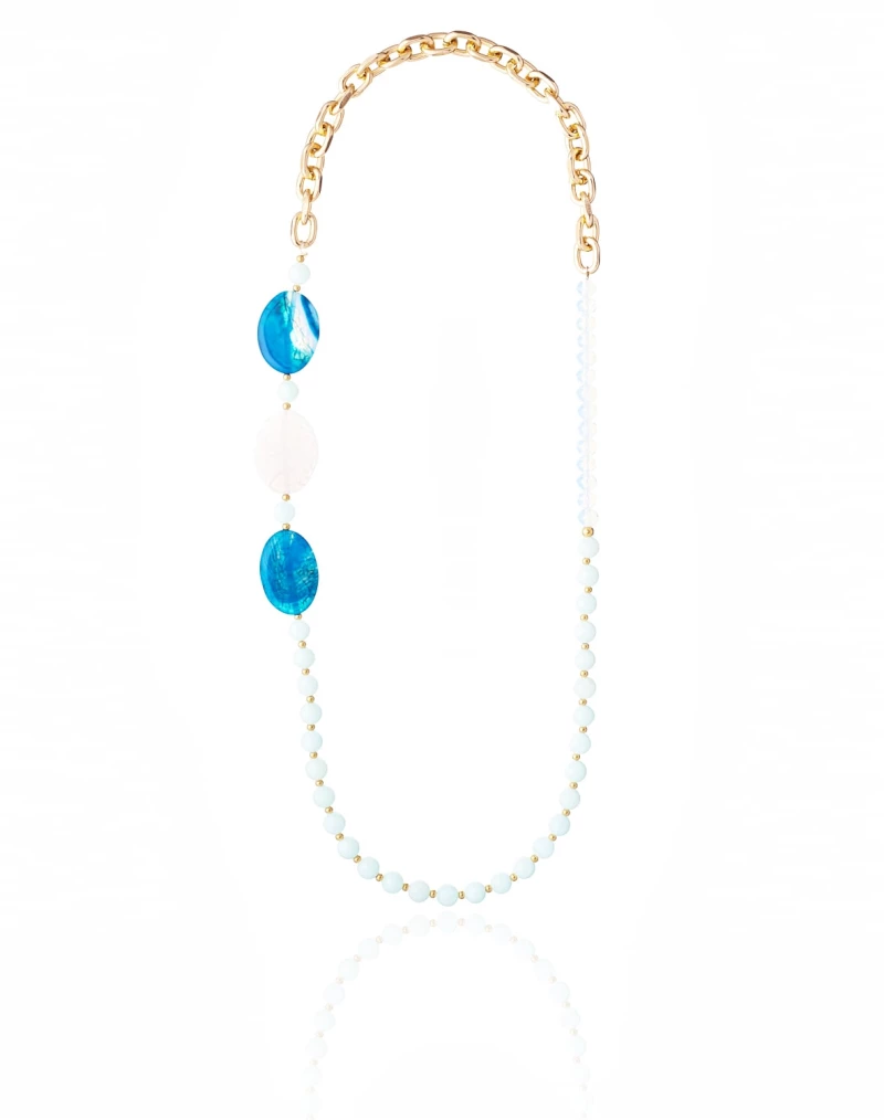 Pal Blue Jade Necklace with Agate Stones and chain