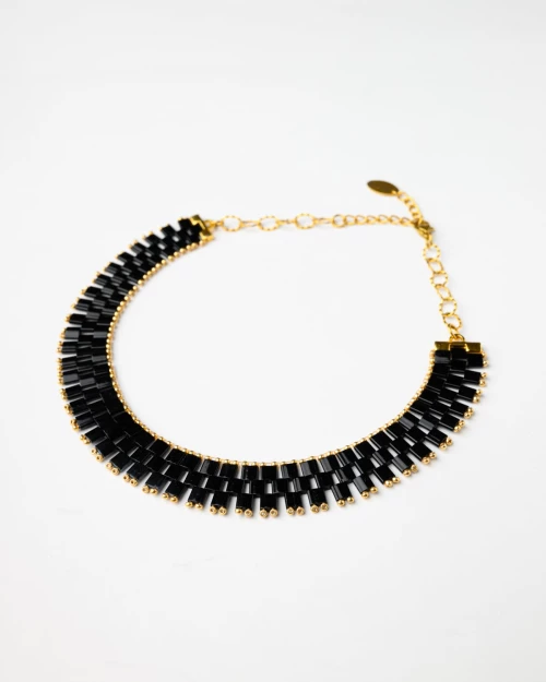 Miyuki Tila Necklace - Black