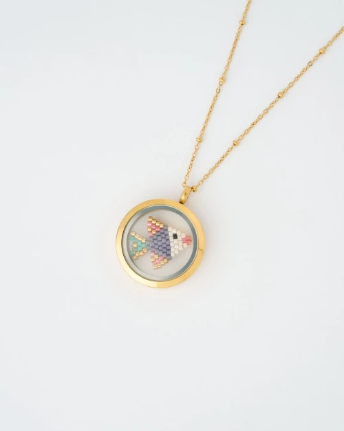 Pastel Fish Miyuki Memory Locket Necklace