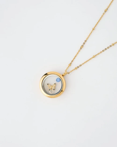 Butterfly Charm Memory Locket Necklace