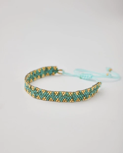 Turquoise & Gold Miyuki Friendship Bracelet