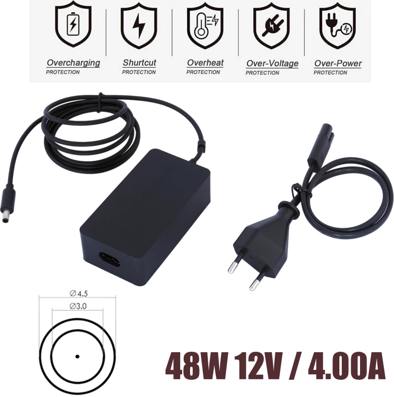 12V 4A Power Supply Cord Charger for Microsoft Surface Pro 3 Docking Station, Windows Laptop Tablet Dock AC Adapter Model 1627 1664  (Κωδ.60179)