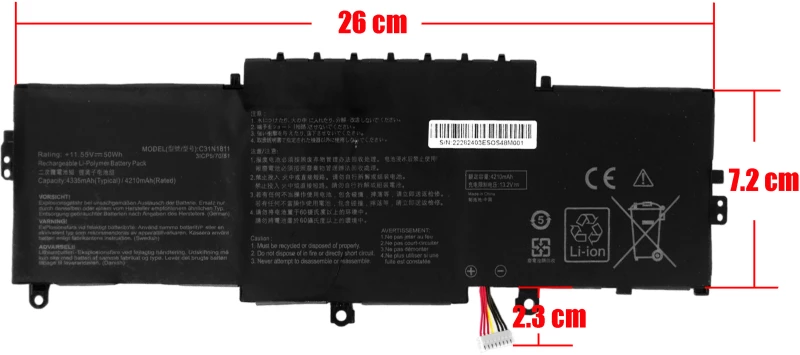 Battery Asus C31N1811 Compatible for Zenbook UX433 Series 11.55v ( Κωδ.1-BAT0624 )