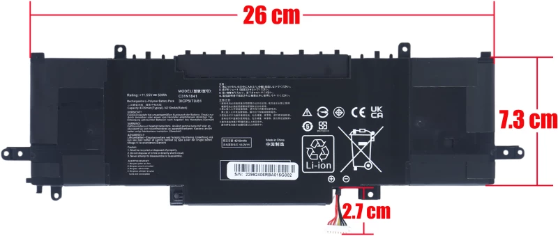 Μπαταρία Συμβατή (C31N1841) για Asus ZenBook Series - 11.55 V ( Κωδ.1-BAT0727 )