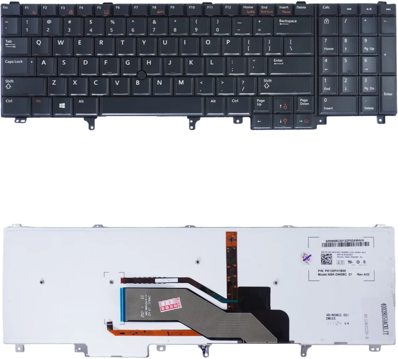 Πληκτρολόγιο Laptop Dell Latitude E5520 E5530 E6520 / Precision M4600 M4700 M6600 US BLACK Backlit Trackpoint ΟΡΙΖΟΝΤΙΟ ENTER ( Κωδ.40028USBACKLIT )