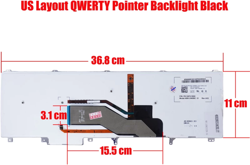Πληκτρολόγιο Laptop Dell Latitude E5520 E5530 E6520 / Precision M4600 M4700 M6600 US BLACK Backlit Trackpoint ΟΡΙΖΟΝΤΙΟ ENTER ( Κωδ.40028USBACKLIT )